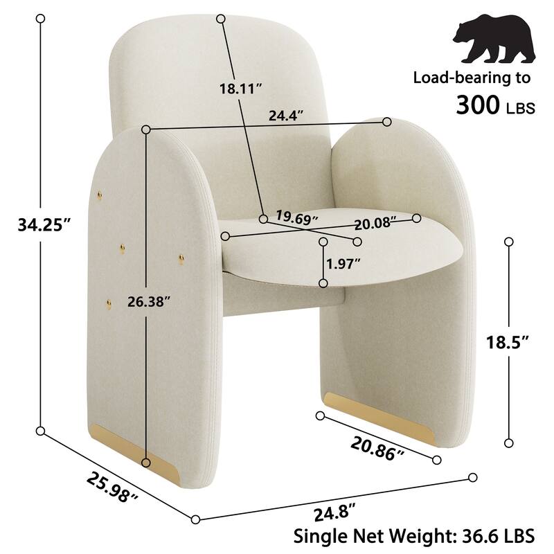 20"x19.7" Oversized Modern Dining Chair Fbaric Upholstered Dining Room Chairs