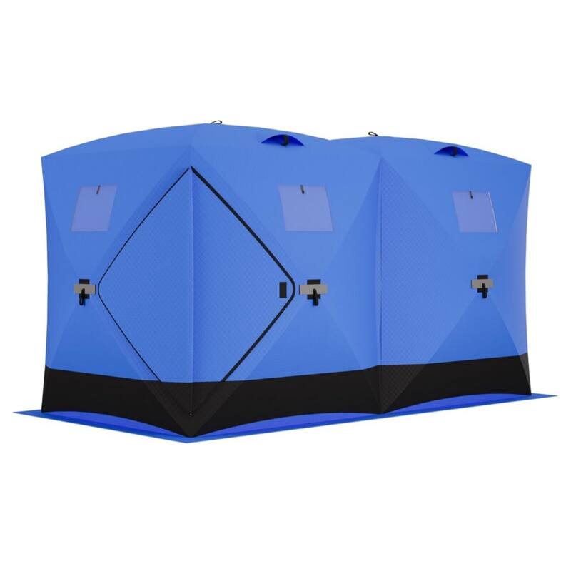 Portable Insulated Ice Fishing Tent Shelter 6-8 Person - N/A - Blue