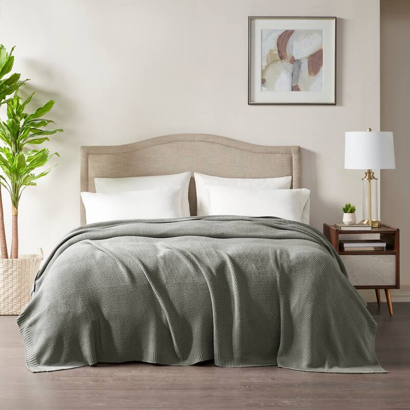 INK+IVY Bree Solid Reversible Knit Blanket