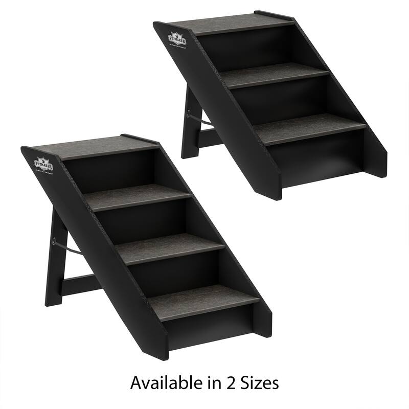Pet Stairs - Home and Vehicle Nonslip Carpeted Dog Steps with 3 & 4-Step Designs