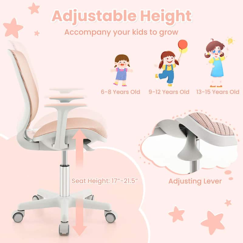 Costway Kids Desk Armchair Swivel Mesh Children Computer Chair with - See Details