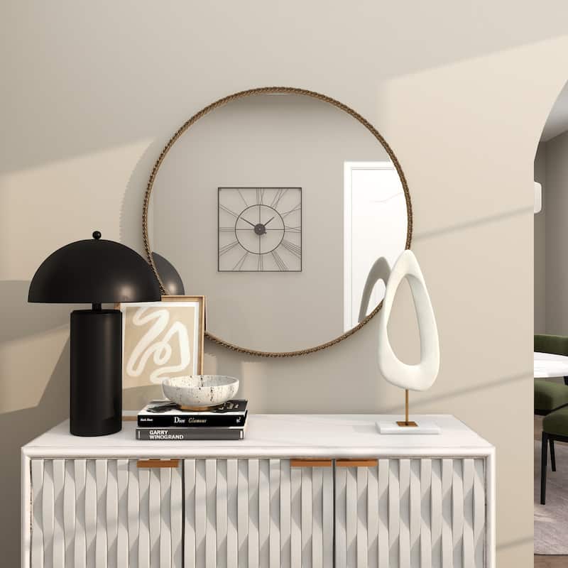 Metal Room Wall Mirror with Linked Chain Frame - Gold - Roche River Decor