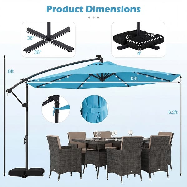 costway 10ft square patio offset cantilever umbrella 10 FT Sale, Price & Reviews Large Shade Coverage Outdoor 10FT Square Adjustable Offset
