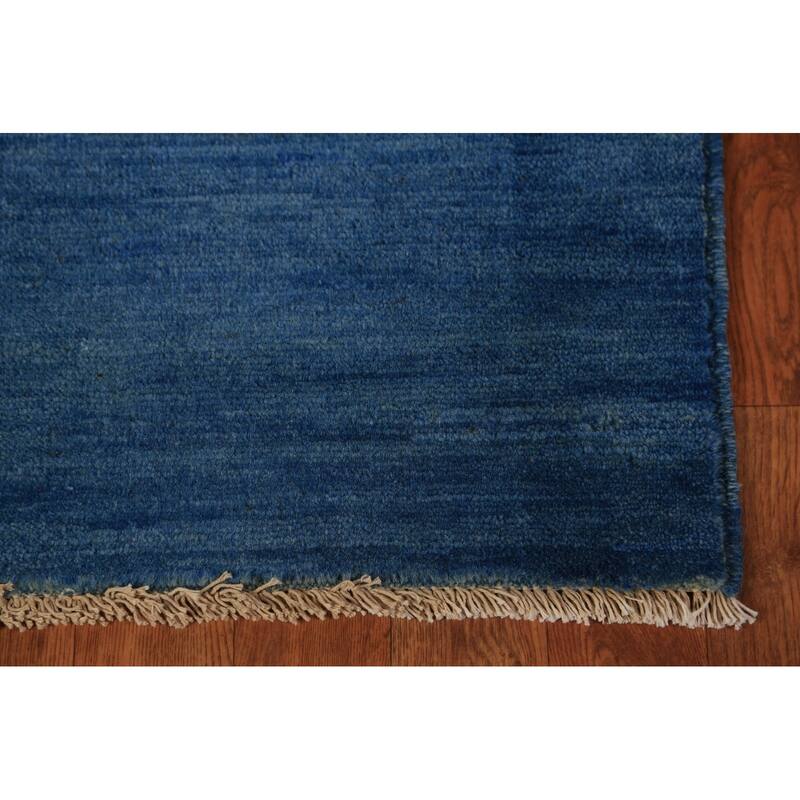 Blue Modern Gabbeh Oriental Rug Hand-Knotted Wool Carpet - 3'11" x 5'9"