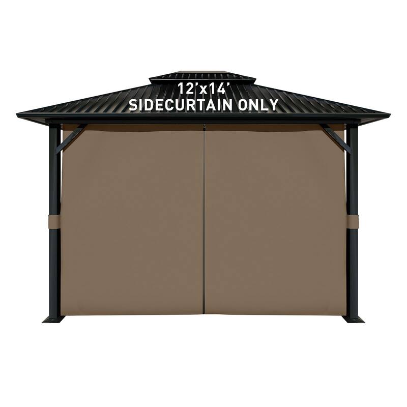 Aoodor Gazebo Curtain Replacement - Patio Privacy Curtains with Double Zipper(Curtain Only) - Brown