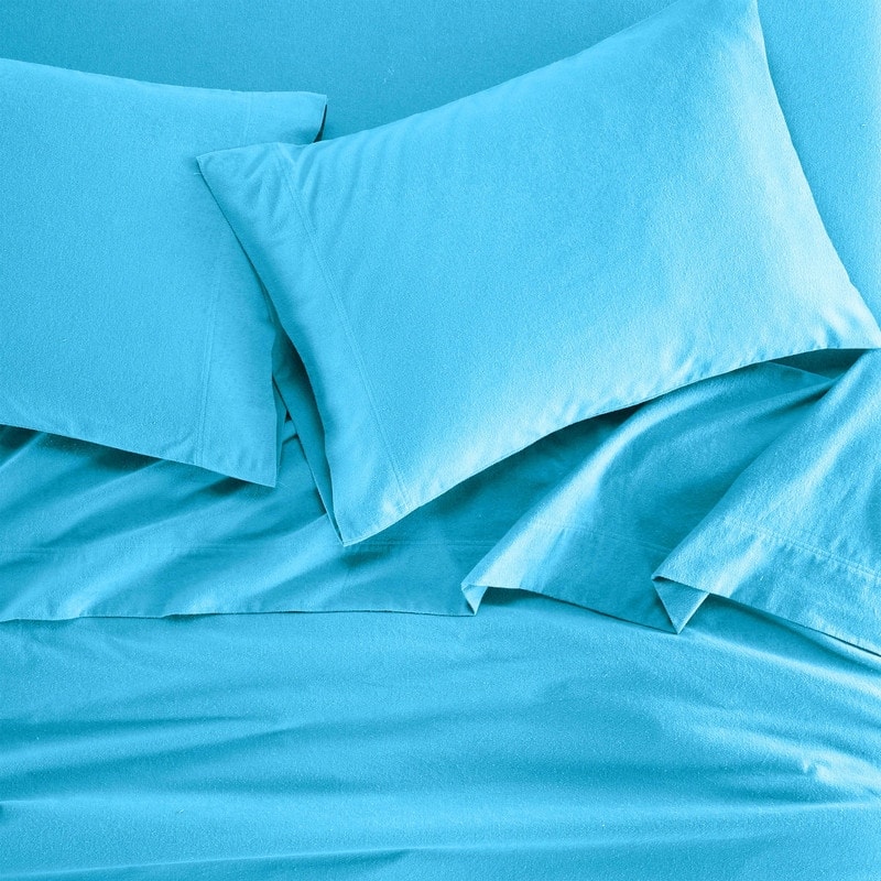 Superior Solid Flannel Cotton Fuzzy Deep Pocket Sheet Set