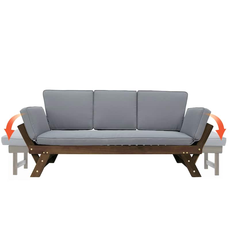 Outdoor Adjustable Sofa Chaise Lounge with Cushions