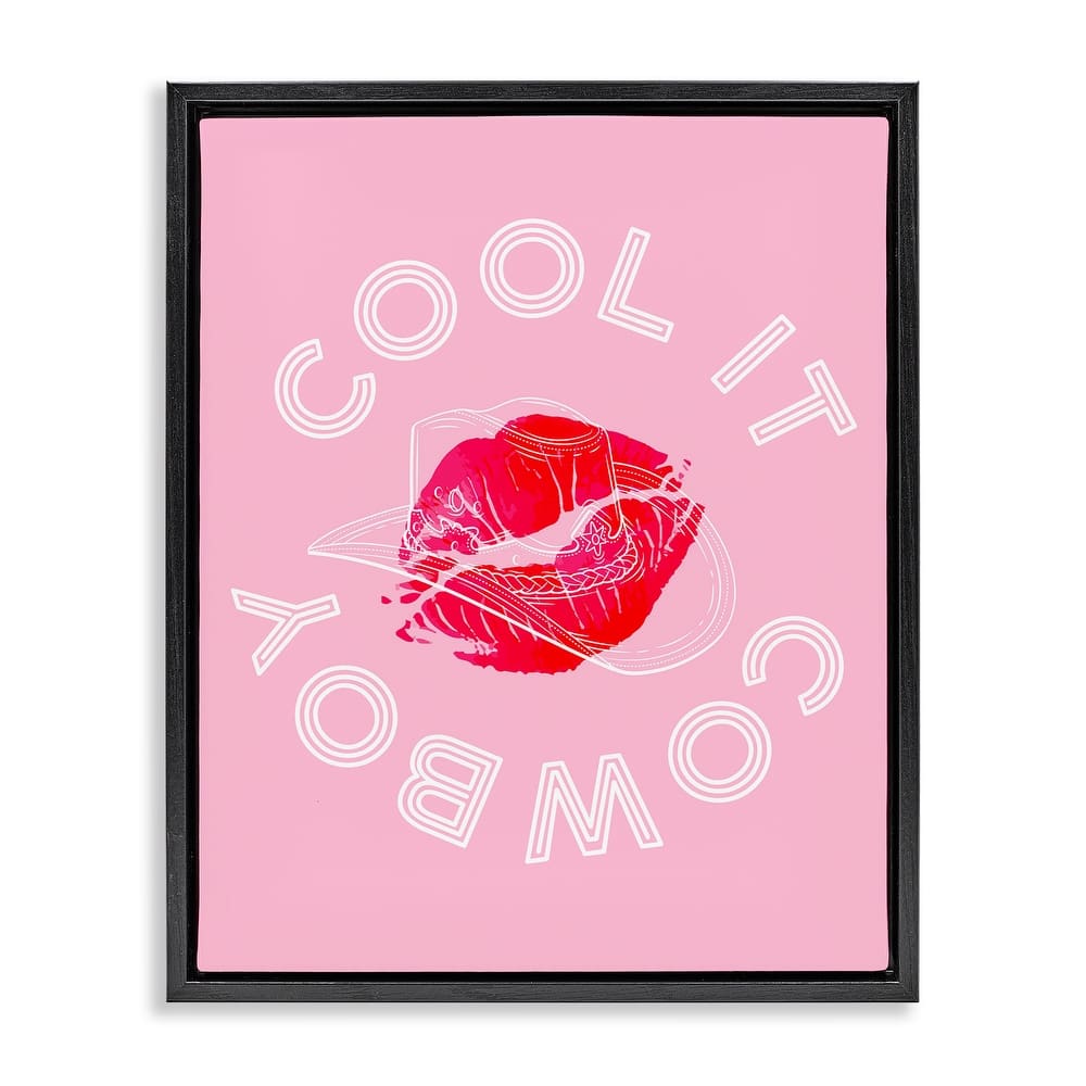 Stupell Cool It Cowboy with Kiss Framed Floater Canvas Wall Art Design By Lil' Rue