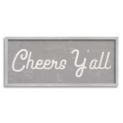 Stupell Cheers Y'all Country Saying Happy Hour Distressed Pattern Framed Wall Art