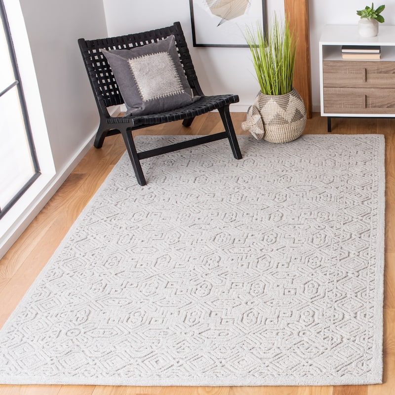 SAFAVIEH Handmade Textural Tarsha Wool Rug - 6' Square - Silver
