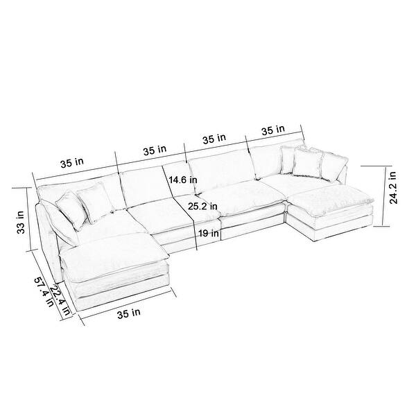 dimension image slide 11 of 20, Cloud Chenille Upholstered Modular Sectional Sofa with DIY Combination Design