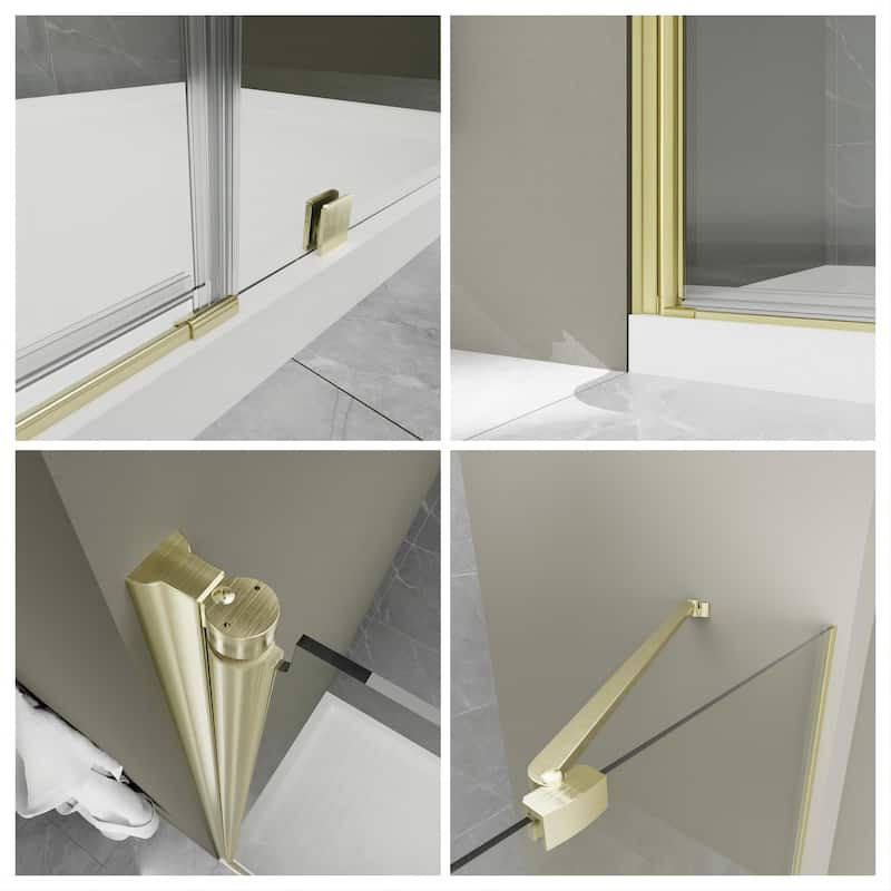60'' x 72'' Alu-frame Glass Shower Tub Door in Nickel/Gold