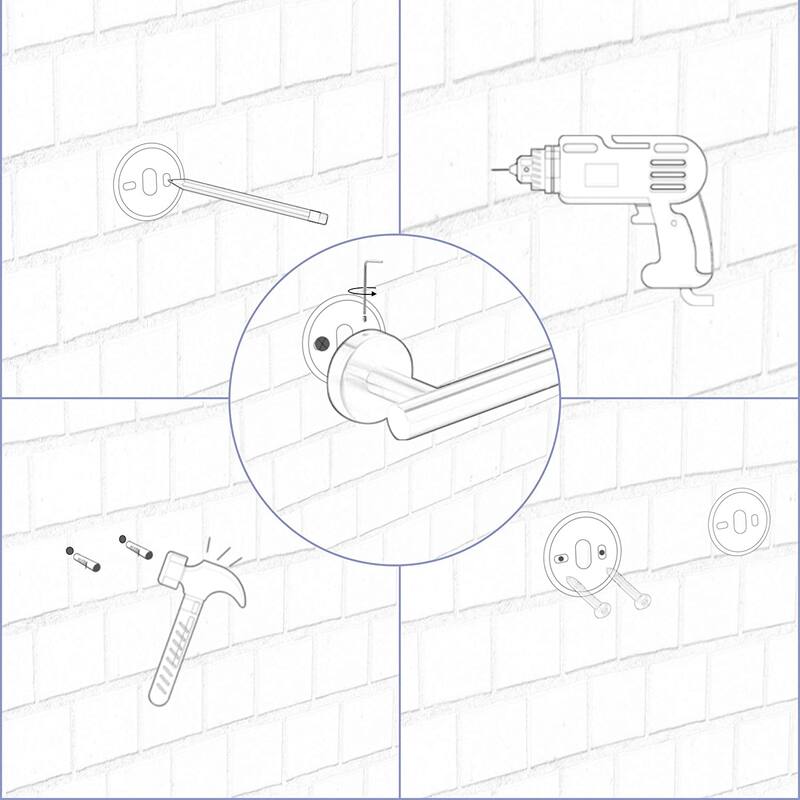 Modern 6 Piece Stainless Steel Bathroom Towel Rack Set Wall Mount