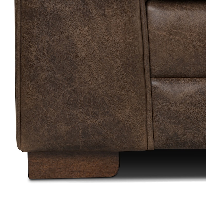 Poly & Bark Essex 86" Genuine Leather Pull-Out Convertible Sleeper Sofa