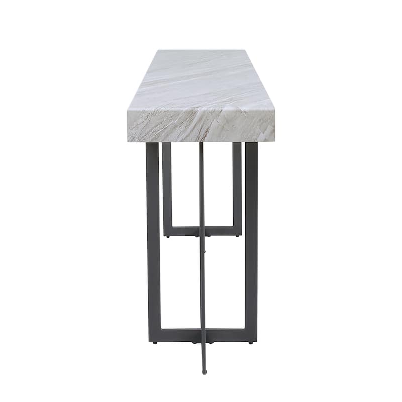 Granala Contemporary Grey 47-inch Faux Marble Sofa Table with Drawer by Furniture of America