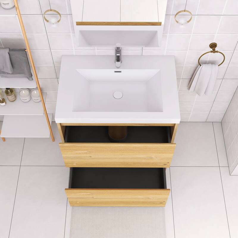 Floating Bathroom Vanity with Integrated Resin Top