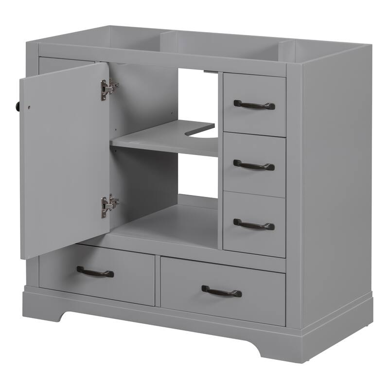 Freestanding Green Bathroom Cabinet Base - Ample Storage, Multi-Functional Drawers, Sink Not Included - 35.5in L