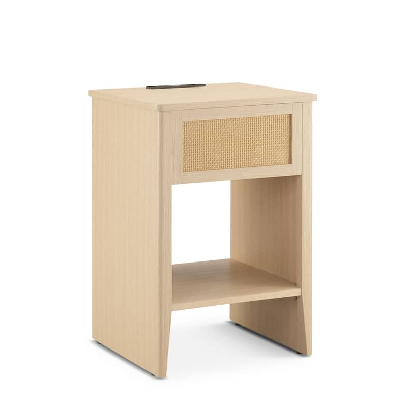 Chelsea Square Lennox Rattan Accent Table with Built-in Charging Station & LED Light - 15x23.75