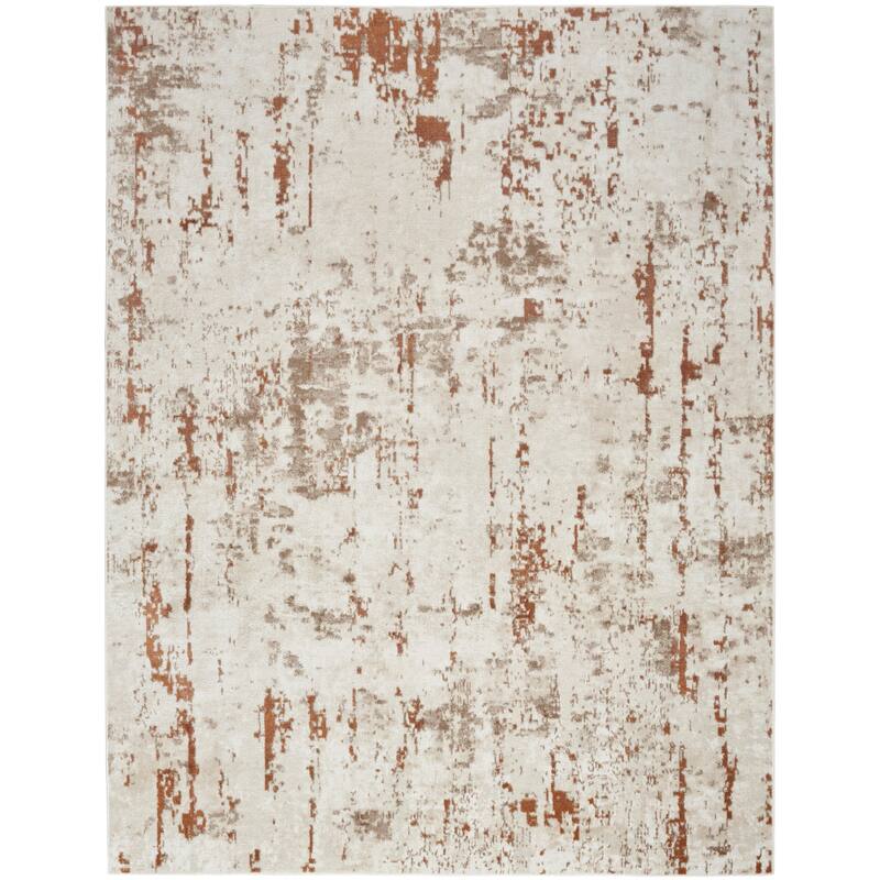 Nourison Concerto Modern Abstract Distressed Area Rug - 3'9" x 5'9" - Rust/Ivory