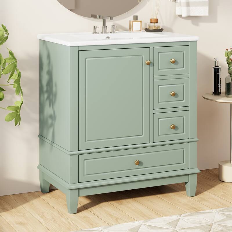 30"Freestanding Bathroom Vanity with Ceramic Sink