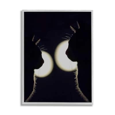 Stupell Two Black Cats Silhouettes Nighttime Moonlight Animals Framed Wall Art, Design by Daphne Polselli