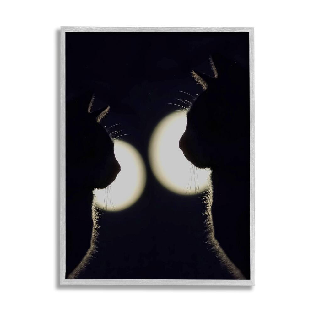 Stupell Two Black Cats Silhouettes Nighttime Moonlight Animals Framed Wall Art, Design by Daphne Polselli