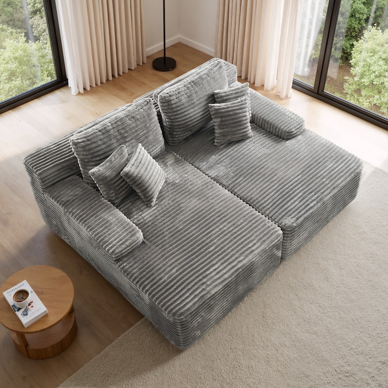 Oversized Upholstered Modular Sectional Chaise Lounge with Pillows