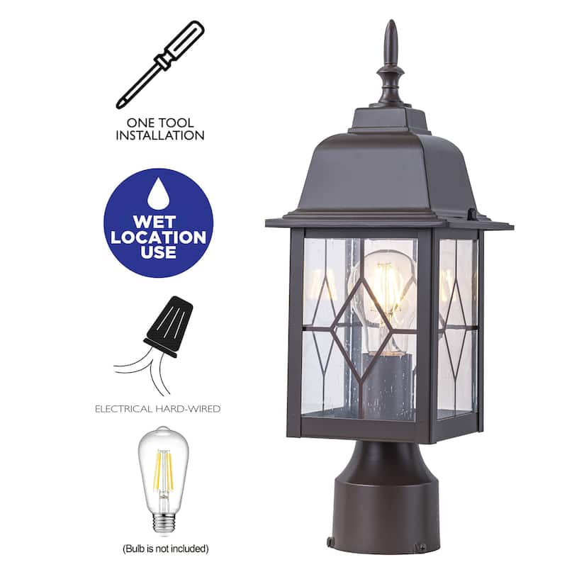 C Cattleya 16in Oil-Rubbed Bronze Outdoor Post Light with Seeded Glass - ORB