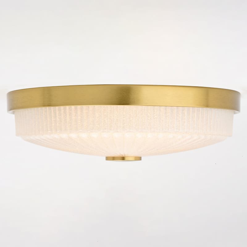 Preston 1-Light Dome Flush Mount LED Lighting Fixture, Clear Ribbed Glass Shade Low Ceilings, Hallway, Kitchen