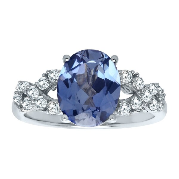 4 ct Created Ceylon & White Sapphire Ring in Sterling Silver