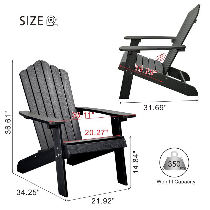 OVIOS Plastic Wood Adirondack Outdoor Patio Chair Set of 2