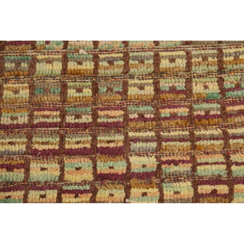 All-Over Checkered Moroccan Area Rug Hand-Knotted Wool Carpet - 8'0"x 10'3"