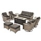 preview thumbnail 40 of 71, OVIOS 10-piece Patio Wicker Swivel Rocking Chair Set With Fire Pit