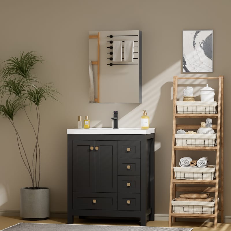 Multi-Function Mirror Cabinet Wall-Mounted Storage with Adjustable Organizer Boxes