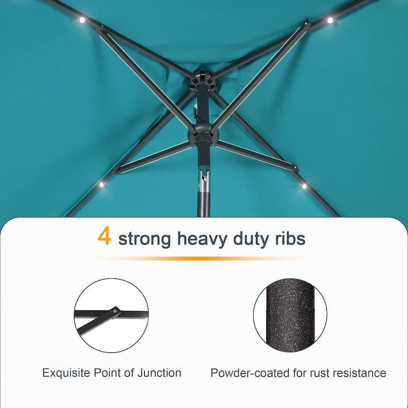 LIVOOSUN 6.5×6.5FT LED Square Patio Umbrella with UPF50+, Tilt Function, and Wind-Resistant Design——Experience Outdoor Comfort