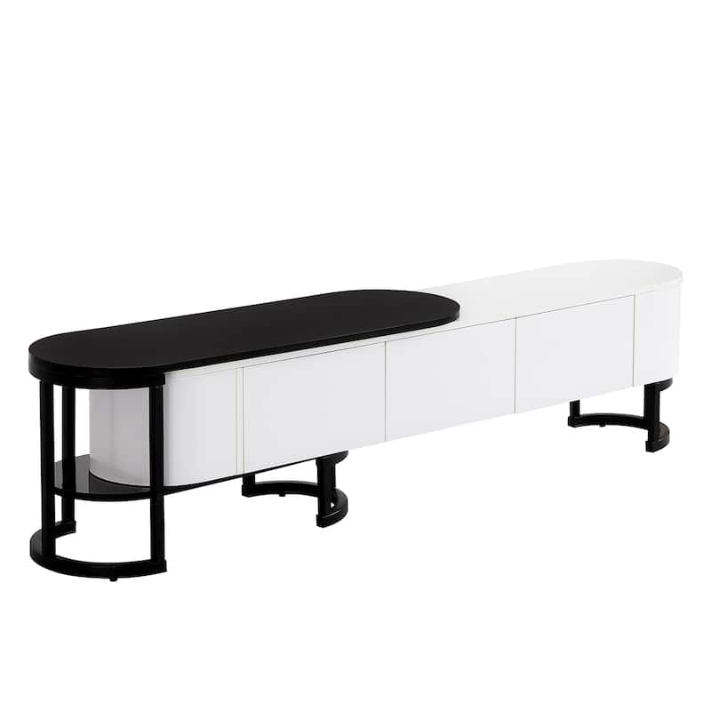 67.7"-76.4" Extendable TV Stand for TVs up to 75'', Media Console Table w/ 3 Drawers, TV Media Center w/ Adjustable Legs