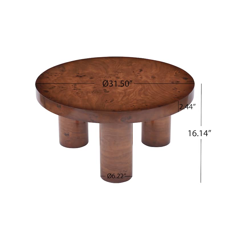 Christopher Knight Home - Barrister Modern 31.5" Round Coffee Table with Sculptural 3-Leg Base, Versatile for Living Areas