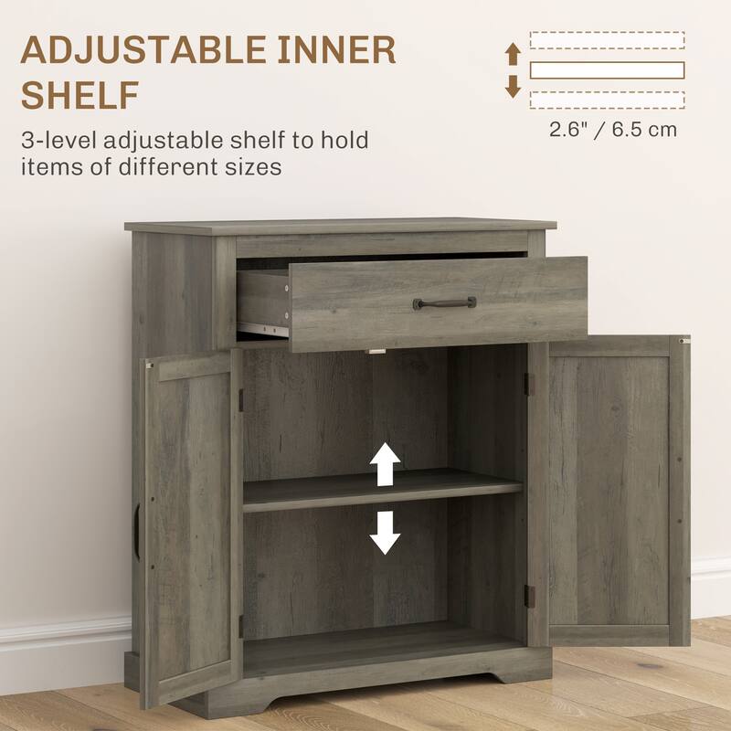 Sideboard Buffet Cabinet, Farmhouse Coffee Bar Storage Cabinet with Drawer, Accent Cabinet with Double Doors
