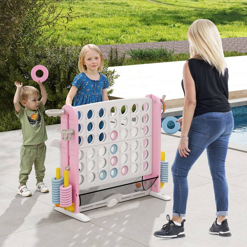 PE PP PVC 4-in-1 Jumbo Game Set with Adjustable Height and Cup Holders - 40.5" x 15.5" x 32.5"-38.5"