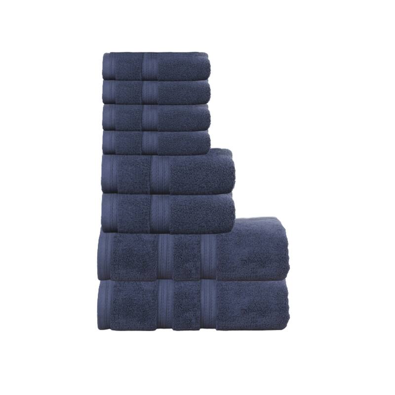 Home Weavers Elegance Essentials 550GSM Cotton Zero Twist Super Absorbent Bath Towel Set of 8