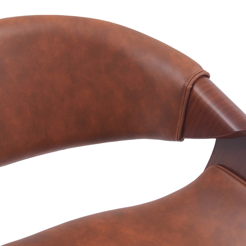 Porthos Home Elio Faux Leather Mid Century Office Chair with Black Metal Base