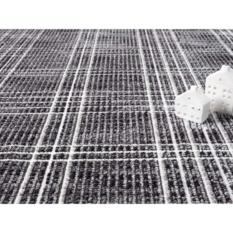 Nomad Collection Plaid Patterned Area Rug