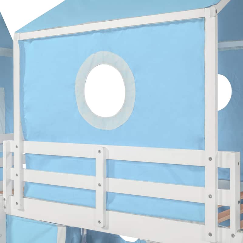 Loft Bed with Slide Tent and Tower