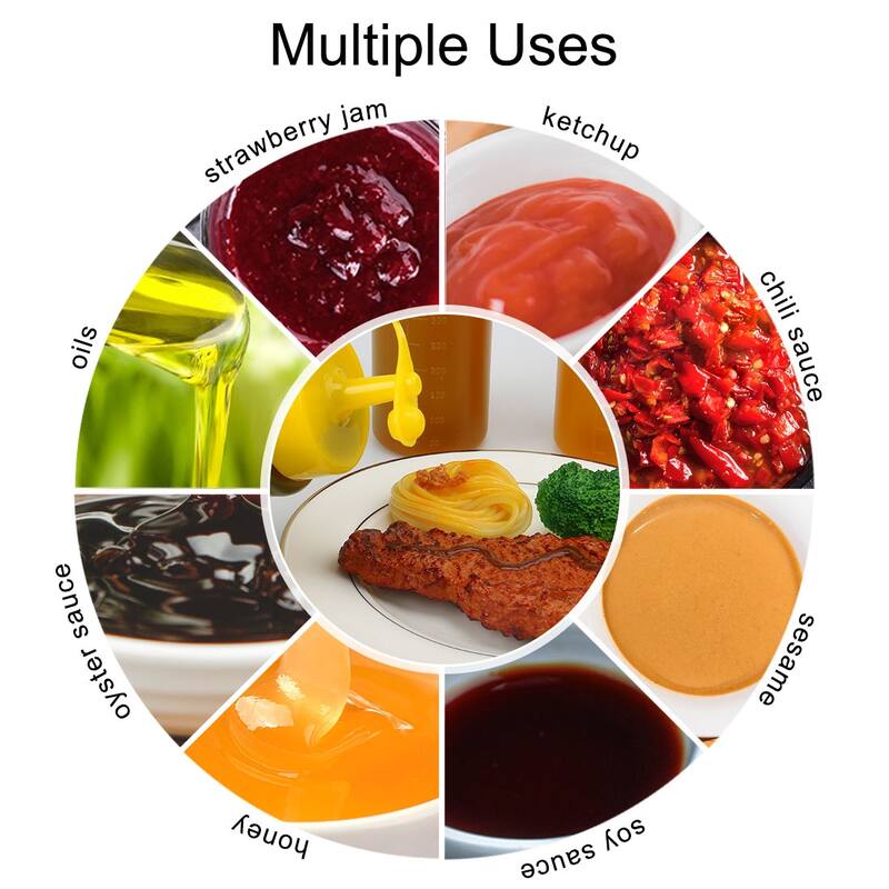 4pcs 16 OZ Plastic Condiment Squeeze Condiments Dispenser with Cap - 4 Pcs