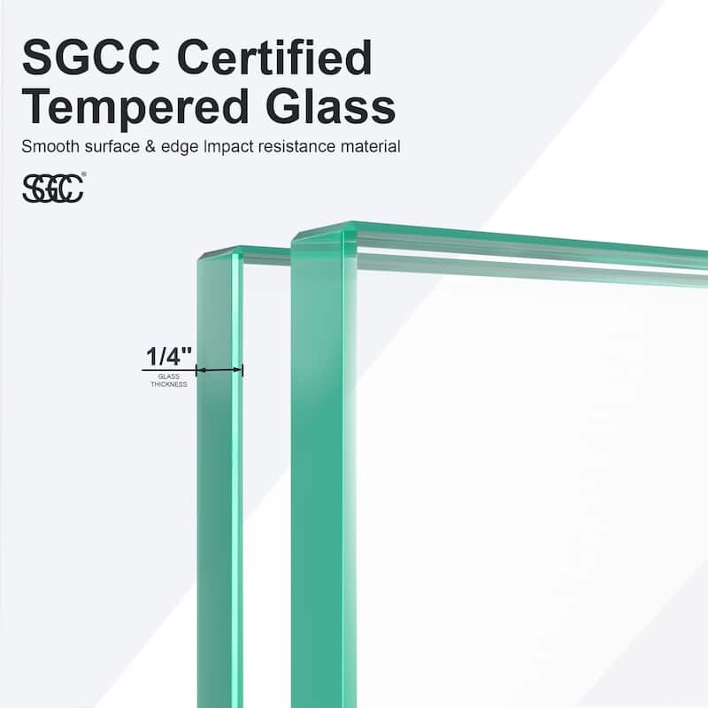 Anmytek Frameless Circular Pivot Shower Door - 1/4" SGCC Tempered Glass, 34W x 72H, Matte Black