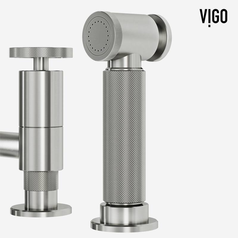 VIGO Cass 12" H 2-Handle Widespread Bridge Pull-Out Sprayer Kitchen Faucet
