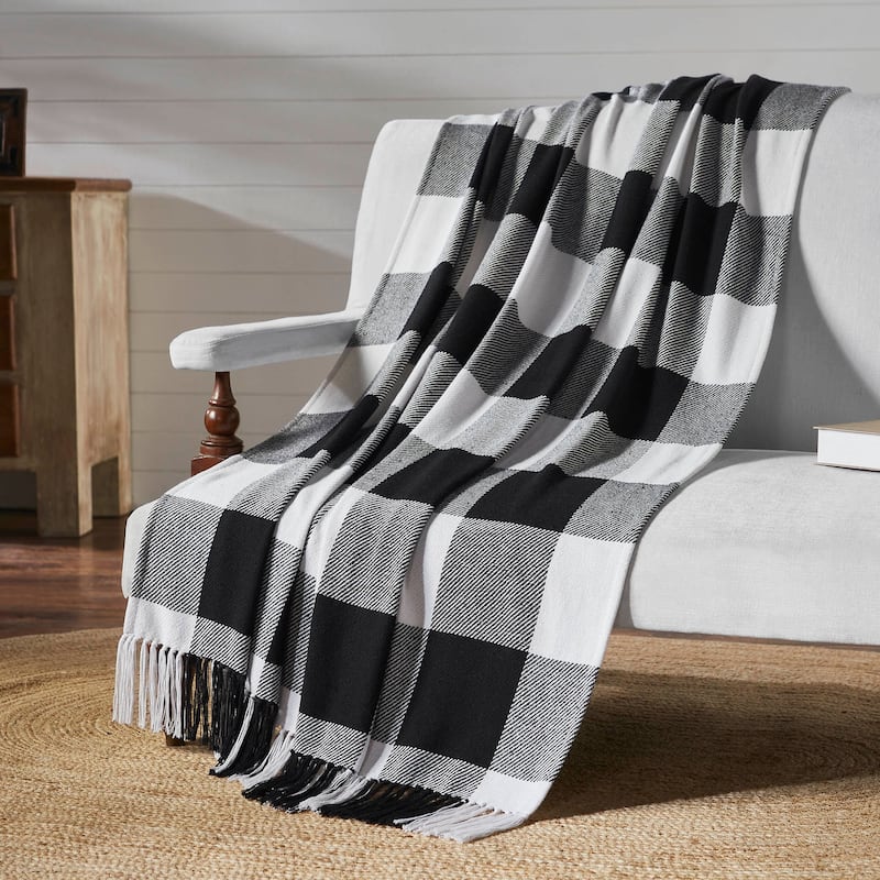 Annie Buffalo Check Woven Throw 50x60 - Black