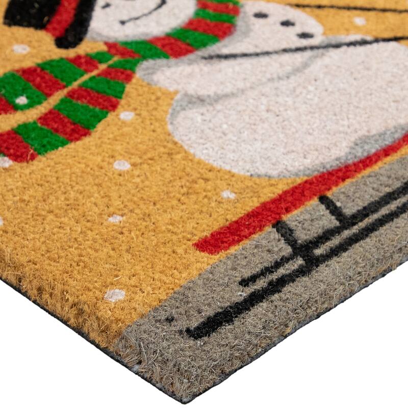 Brown White Snowman Let it Snow Coir Christmas Doormat 18" x 30"