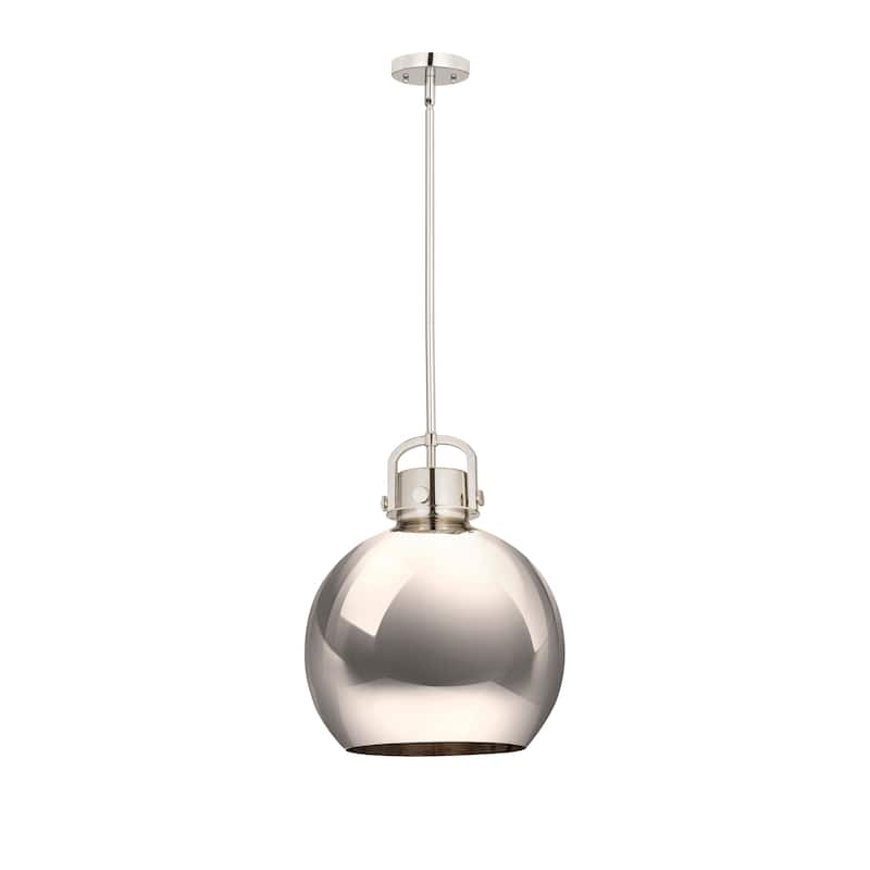 Innovations Lighting Newton Metal Sphere - 1 Light 14" Stem Hung Pendant - Polished Nickel