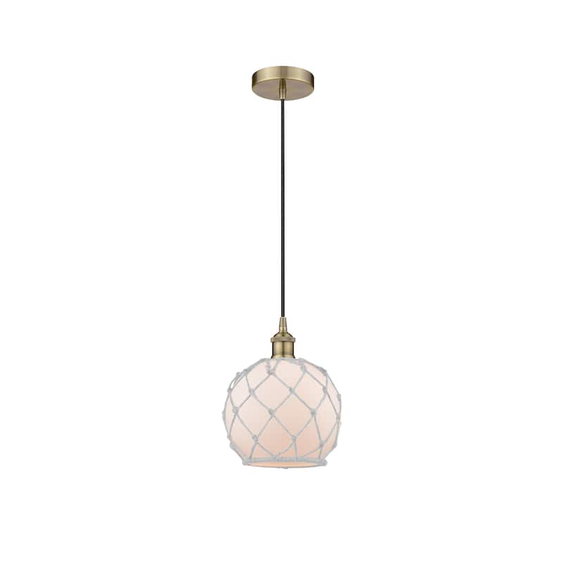 Innovations Lighting Edison - 1 Light 8" Cord Hung Mini Pendant - Antique Brass/White